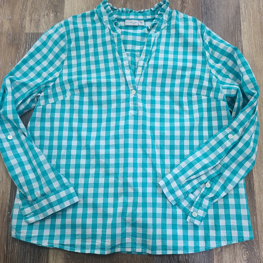 Kim Rogers Checkered Lightweight Top Women's Size PXL